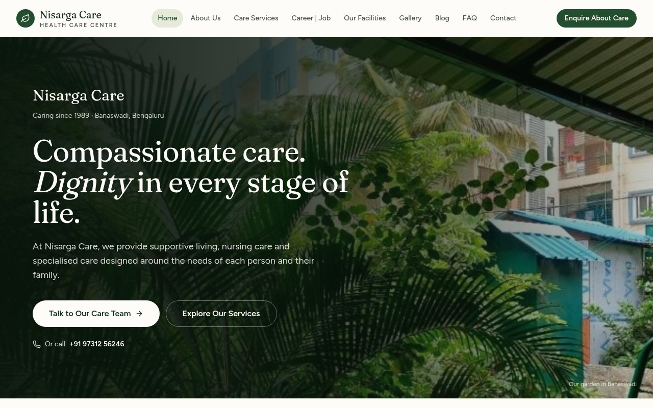 Nisarga Care rebuilt website